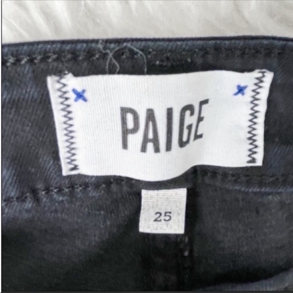 {SOLD} PAIGE Verdugo Ultra Skinny Black Shiny Jeans Size 25 - Picture 4 of 8